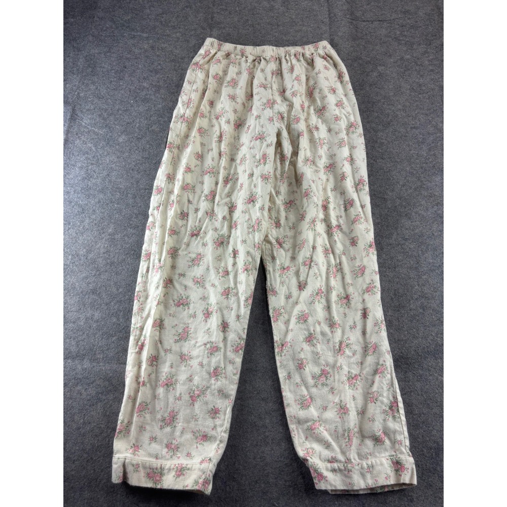 Lord & Taylor Cotton Company Pink Floral Pajama Pants Petite Medium 100% Cotton